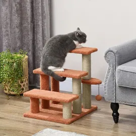 PawHut Katzentreppe 3-stufige Hundetreppe Braun 45 x 40 x 48 cm