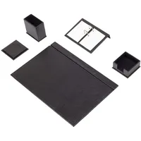 schwarzes Leder-Schreibtisch-Set – Schreibtischunterlage – Notizpapierhalter – Stifthalter – Lederuntersetzer – Schreibtischzubehör – Schreibtisch-Organizer (5PCS)