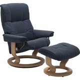 Stressless Relaxsessel STRESSLESS Mayfair Sessel Gr. Leder PALOMA, Classic Base Eiche, Relaxfunktion-Drehfunktion-PlusTMSystem-Gleitsystem, B/H/T: 88 cm x 102 cm x 77 cm, blau (o x ford blue paloma) Lesesessel und Relaxsessel