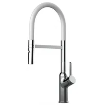 VIZIO Wasserhahn Küchenarmatur BOD mit 360° Schwenkbarem Auslauf Abnehmbare 2 Strahl Handbrause Verchromt Weiß
