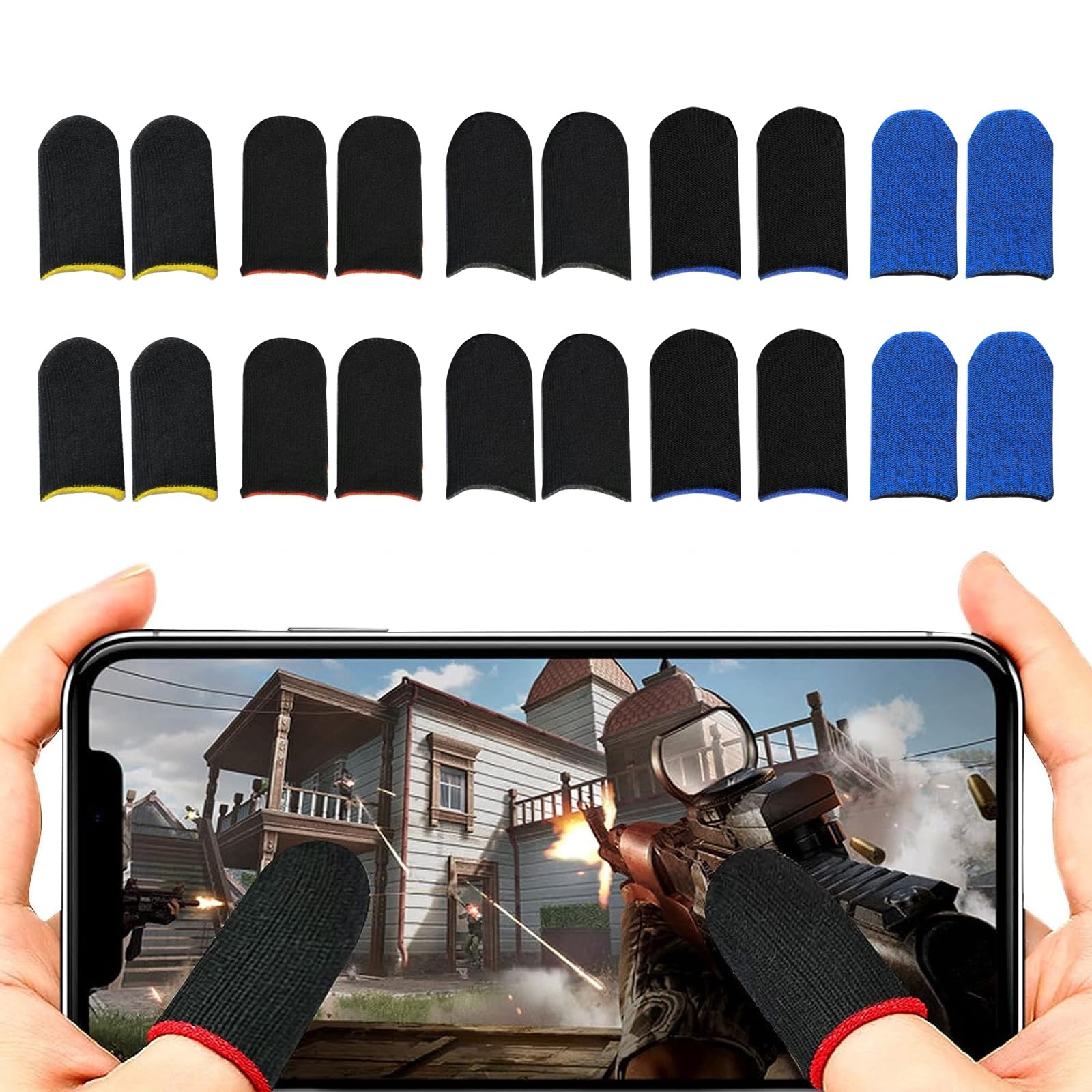 20 Stück Mobile Finger Sleeves für Gaming | Daumenhülsen für mobiles Gaming | Anti Schweiß Anti Trockenheit Atmungsaktive Faser | Finger-Sleeve Gaming-Handschuhe