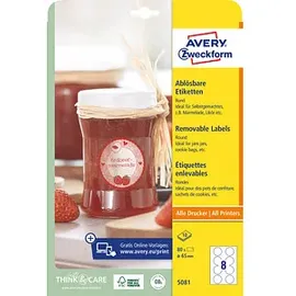 Avery Zweckform Universaletiketten 5081 Weiß 65,0 x 65,0 mm 10 Blatt