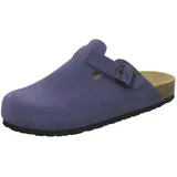 AFS-Schuhe 3900 Herren Clogs, Bequeme Hausschuhe für Männer, Pantoffeln aus Leder, Made in Germany (47 EU, Azzurro Velour) - 47 EU