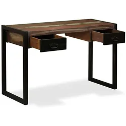 vidaXL Schreibtisch mit 2 Schubladen Altholz Massiv 120x50x76 cm
