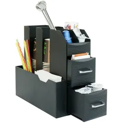 Kaffeestation für Zubehör MCW-L97, Tee Kaffee Organizer Aufbewahrungsbox mit 2 Schubladen und 7 Fächern, 29x14x33cm