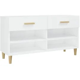 vidaXL Schuhschrank 102 x 55 x 35 cm hochglänzend weiß / weiß