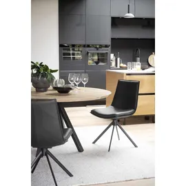 Rowico Stuhl Lowell Leder schwarz 2er Set