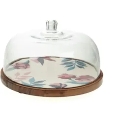 Runde Platte mit Glocke Romane 30 cm - Dekoriert Rundes Holz Amadeus 30x30 cm