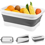 XRPRPX Waschbecken Faltbar, Abwaschschüssel Faltbar 6.5L Spülschüssel eckig Spülbecken Camping 37.5* 23.5* 14.5cm Tragbare Geschirrspülbecken Zusammenklappbar Wanne mit Ablassstopfe für Camping, Küche