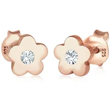 elli by julie & grace Elli Ohrringe Kinder Blumen Symbol mit Kristall in 925 Sterling Silber Rosé vergoldet