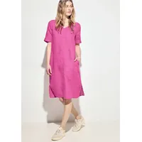 V-Neck Leinenkleid - Pink