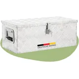 deluke DELUKE® Aluminiumbox mit Deckel Abschließbar Alubox Deichselbox Alu Anhängerbox Werkzeugkiste Transportbox Metallkiste, 70x31x27cm Silber