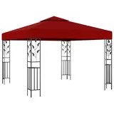vidaXL Pavillon UV-beständig Doppeldach Gartenzelt Partyzelt Festzelt Gartenpavillon Bierzelt Garten 3x3m Weinrot Stahl Stoff mit PA-Beschichtung