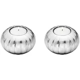 Georg Jensen Teelichthalter Bernadotte Edelstahl Silberfarben