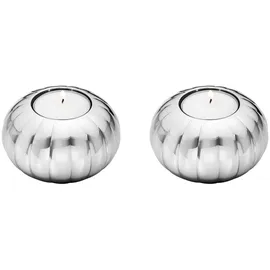 Georg Jensen Teelichthalter Bernadotte Edelstahl Silberfarben