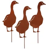 UNUS 3er Set Gartenstecker Rost Gänse in Braun | Gr.: onesize