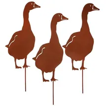 UNUS 3er Set Gartenstecker Rost Gänse in Braun | Gr.: onesize