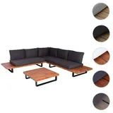 Mendler Garten-Garnitur HWC-H54, Garnitur Sitzgruppe Lounge-Set, Spun Poly Akazie Holz FSC® Alu braun, Polster dunkelgrau