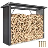 Kaminholzregal Außen Stahl 213 x 66,5 x 150 cm erhöhtes Brennholzregal