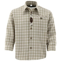 OS-Trachten Trachtenhemd Dadil Jungen Langarmhemd mit Edelweiß-Stickerei auf der Knopfleiste grün 146/152