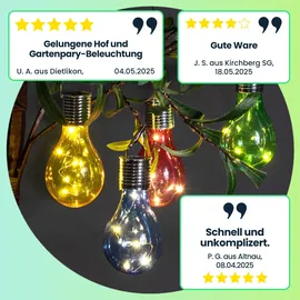 casativo-lighting Lichterkette Solar LED 4er Set Ø 7,5 x H 15 cm Dämmerungssensor mehrfarbig