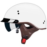 Smilfree Halbschalenhelm mit ECE-Zulassung Motorradhelm für Damen und Herren Erwachsene Rollerhelm Cruiser Chopper Skateboardhelm Motorradhalbhelm mit Visier