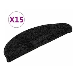 vidaXL Treppenmatten 15 Stk. Schwarz 56x17x3 cm