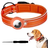 Halsband Airtag Hund Hunde Tracker GPS Mini Hunde Halsband FüR Kleine Hund Orange, FüR Kleine MittelgroßE Hunde, Anti-Lost Location Tracking Hundehalsband, HalsbandgrößE: 2,5 cm × 25 Cm-35 cm