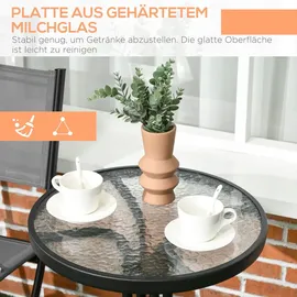 Outsunny 3tlg. Garten-Bistroset, Gartenmöbel Set, inkl. 1 Tisch, 2 klappbaren Stühlen, Gartengarnitur, Balkon-Set für Terrasse, Garten, Stahl, Grau
