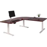 MCW Eck-Schreibtisch MCW-D40, Computertisch elektrisch höhenverstellbar 178x178cm 84kg MVG ~ Kirsch-Dekor, weiß