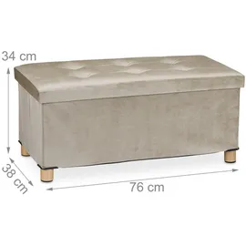 Relaxdays Truhenbank Samt Creme 34 x 76 x 38 cm