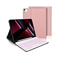 IVEOPPE Ipad air 5 Hülle mit Tastatur 2022, ipad Air Tastatur fur iPad Air 4 2020 10.9" /iPad 11 Pro 11", ipad pro 11 Tastatur Magnetisch Abnehmbarer QWERTZ Bluetooth Tastatur Schutzhülle, Rosa