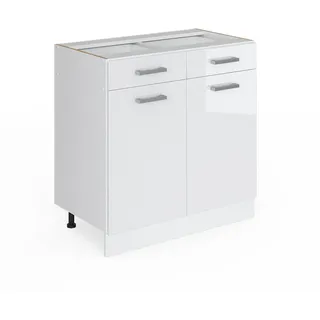 Vicco Küchenunterschrank R-Line Weiß Hochglanz, Weiß,