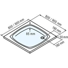 Schulte Duschwanne flach Quadrat weiß 90 x 90 cm alpinweiß - weiss