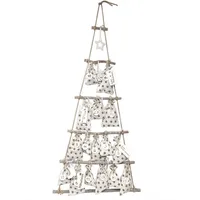Frau Wundervoll Frau WUNDERVoll® DIY Adventskalender Weihnachtsbaum weiß, graue Sterne, Ziffern weiß Höhe ca 110 cm / Holz Leiterbaum Adventskalender Weihnacht... - Weiß