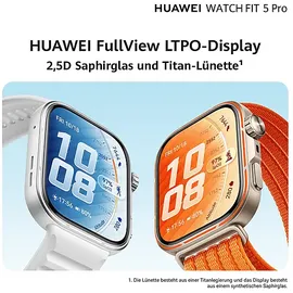 Huawei Watch Fit 5 BT 48 mm Aluminiumgehäuse Silber Fluorelastomerarmband Weiß inkl. FreeBuds 7i
