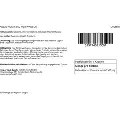 Kudzu Wurzel 500 mg 60 Kapseln Swanson Health Products