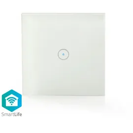 Nedis Smartlife Wandschalter | Wi-Fi | Single | Wandhalterung | 1000 W | Android | IOS | Glas / Weiss