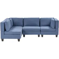 4-Sitzer Modul Ecksofa Stoff blau rechtsseitig dicke Kissen modern Unstad