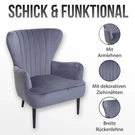 MCW Lounge-Sessel MCW-K37 Samt 280 g/m2 75 x 80 x 80 cm Grau