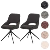 Einzelst�ck | 2er-Set Esszimmerstuhl HWC-N73, Küchenstuhl, drehbar Auto-Return, Stoff/Textil Boucle (540g/m2) Öko-Tex ~ dunkelgrau
