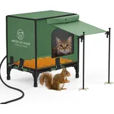 Pawaboo Erhöhter Boden Beheiztes Katzenhaus für Katzen Outdoor, Wasserdicht Isoliert Katzenhaus für Winter im Freien mit Heizkissen, Warm Winddicht Wetterfest Katzenhütte für Kätzchen Wildkatze, S