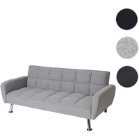 Sofa HWC-K19, Couch Schlafsofa Gästebett Bettsofa Klappsofa, Nosagfederung Schlaffunktion ~ Stoff/Textil hellgrau