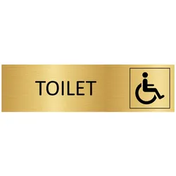 CombiCraft Aluminium Türschild "Toilet Invalid" in Gold mit 3M-Klebeband - 165 x 45 mm
