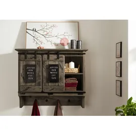 Massivmoebel24 Wandgarderobe Mango 90 x 30 x 75 cm Grau