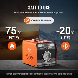 Vevor Nebelmaschine Kfz Rauchmaschine Lecksuchgerät 8 L/min, Auto-Rauchmaschine Luftmodus & Rauchmodus zwei Modelle, Lecksuchgerät mit Manometer & Luftpumpen