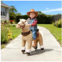 aiyaplay Reitpferd, Spielpferd zum Reiten mit Sattel Rollen, 80 cm Stehpferd Braun
