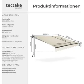 Tectake Gelenkarmmarkise Ornella 150 cm beige