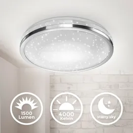 B.K.Licht Deckenleuchte Sternenlampe Sternenhimmel Licht 15W 1500lm, LED neutralweiß, chromfarbig