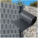 nyvi Sichtschutzstreifen 255 x 19 cm Anthrazit Polyrattan 6 St.